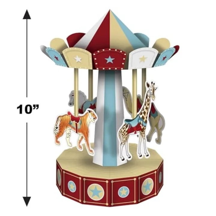 3-D Vintage Sirk Carousel Centerpieces 2 Parça, 10, Çok Renkli
