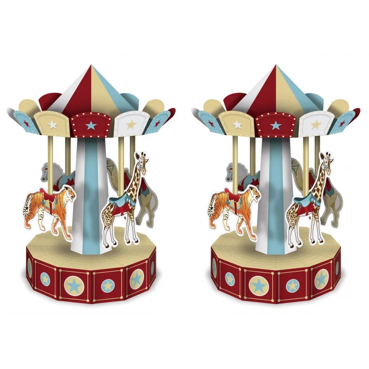 3-D Vintage Sirk Carousel Centerpieces 2 Parça, 10, Çok Renkli