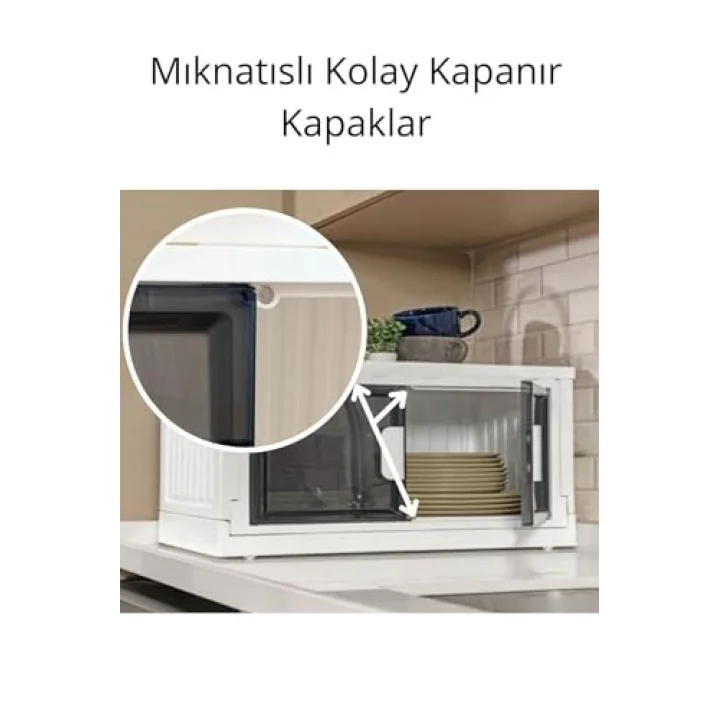 3 Katlı Çok Amaçlı Portatif Organizer Dolap – Kapaklı ve İstiflenebilir Raf Ünitesi | Mutfak, Kiler, Banyo ve Balkon için Pratik Saklama Çözümü (BEYAZ, 3 KATLI)