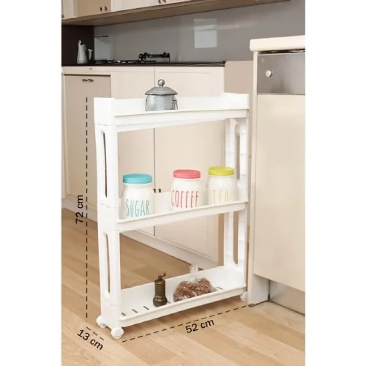 3 Katlı Tekerlekli Çok Amaçlı Mutfak Banyo Organizeri