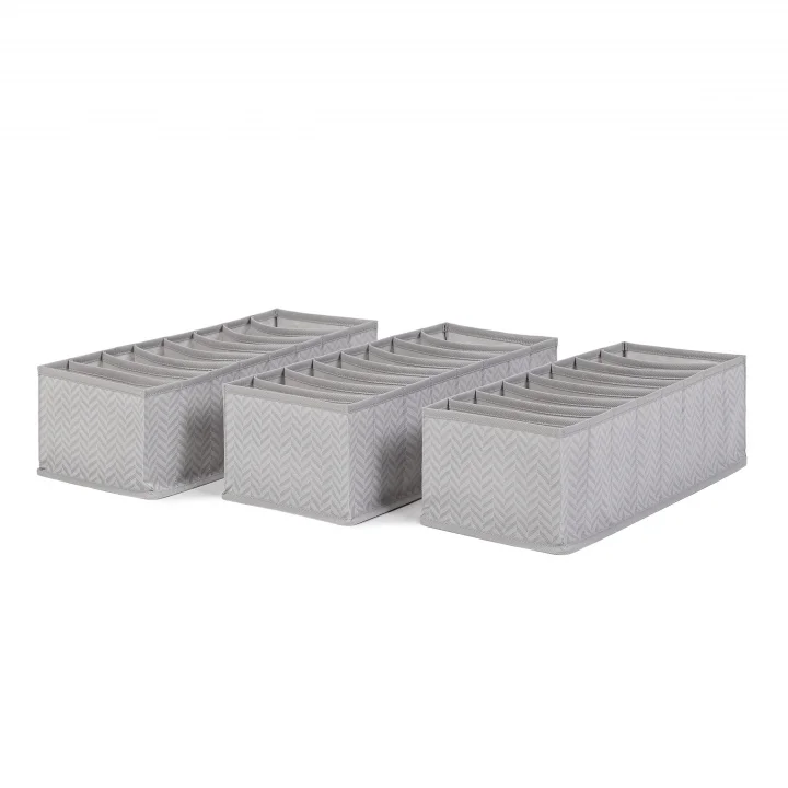 3lü 8 Bölmeli Gri Balıksırtı Çekmece Düzenleyici Set