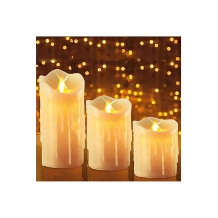 3lü Erimiş Görünümlü Led Mum Pilli