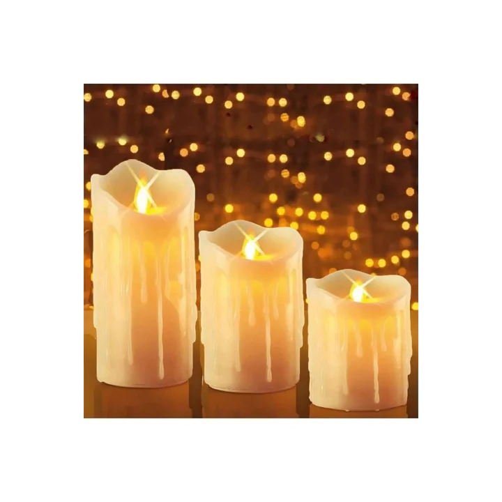 3lü Erimiş Görünümlü Led Mum Pilli