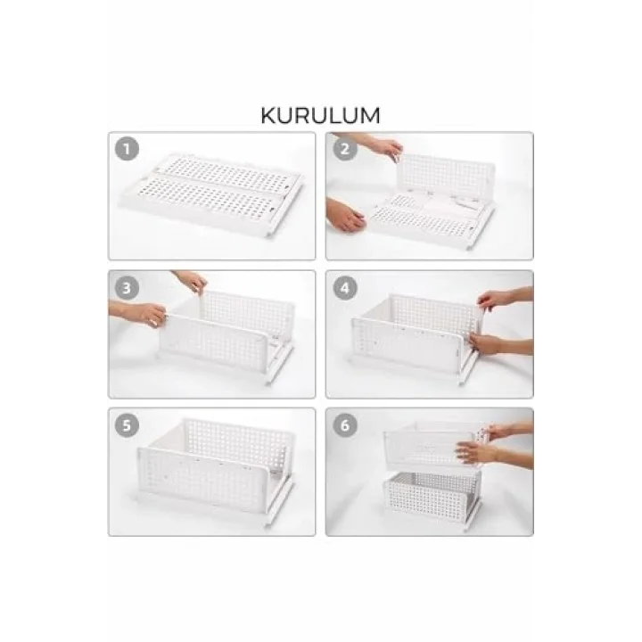 3lü Kayar Raf Elbise Dolap İçi Organizeri - Mutfak Banyo Düzenleme Depolama Üst Üste Dizilebilir (1, Latte)
