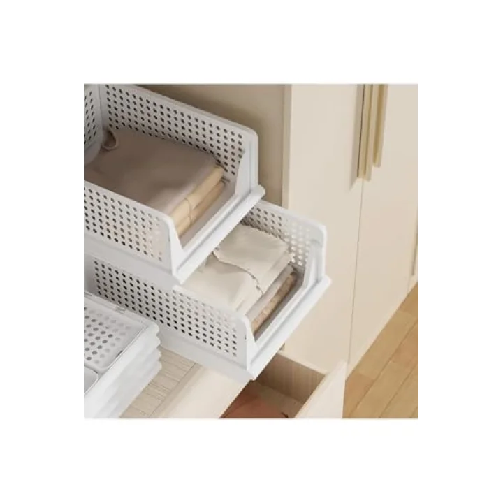 3lü Kayar Raf Elbise Dolap İçi Organizeri - Mutfak Banyo Düzenleme Depolama Üst Üste Dizilebilir (1, Latte)