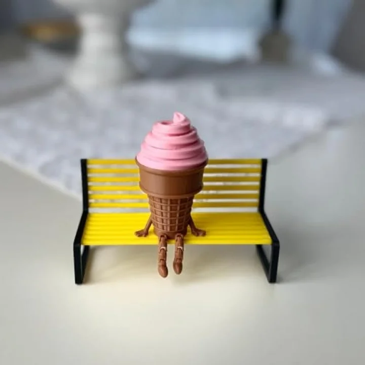 3lü Renkli Dondurma Külahı Dekoratif Figür Seti - Sevimli Bacaklı Masaüstü Süs (Her biri 7.5 x 4.3 cm) BANK DAHİL DEĞİLDİR