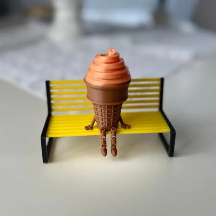 3lü Renkli Dondurma Külahı Dekoratif Figür Seti - Sevimli Bacaklı Masaüstü Süs (Her biri 7.5 x 4.3 cm) BANK DAHİL DEĞİLDİR