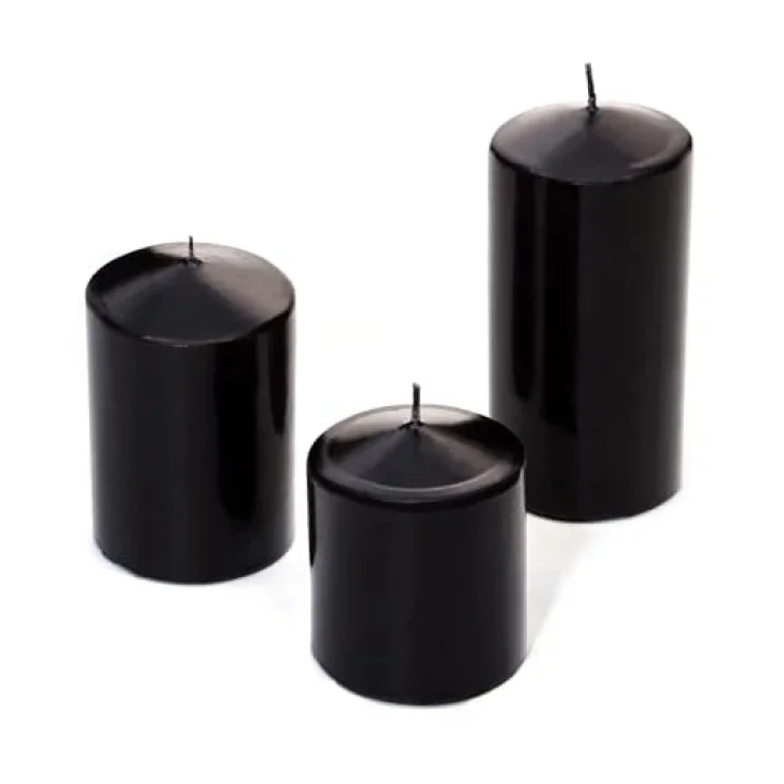 3lü Siyah Silindir Mum Seti (5,5 cm -7,5 cm-10 cm)