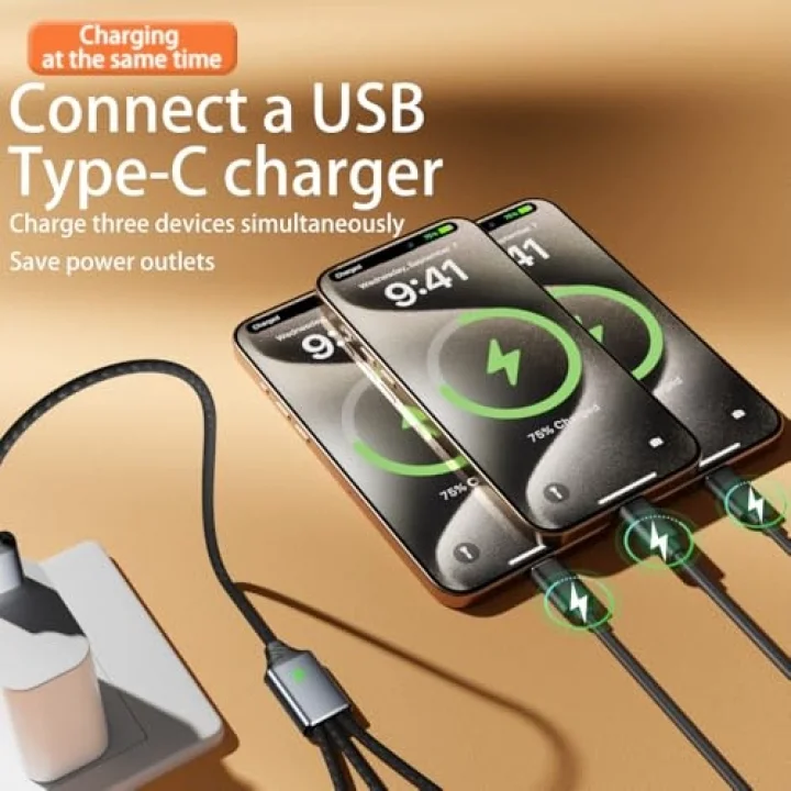 3lü Type-C Çoklayıcı 25 Cm Hızlı Şarj ve 480 Mbps Veri Aktarımı 3CC