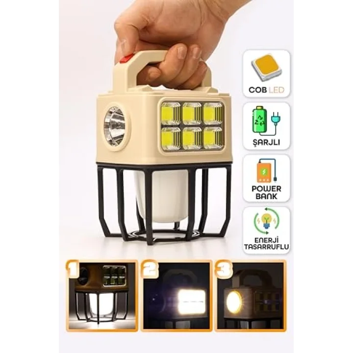 3 MODLU Şarjlı Kamp Lambası Solarlı 20 WATT LED Işık El Feneri Portatif Işıldak Gece Lamba PR9802B
