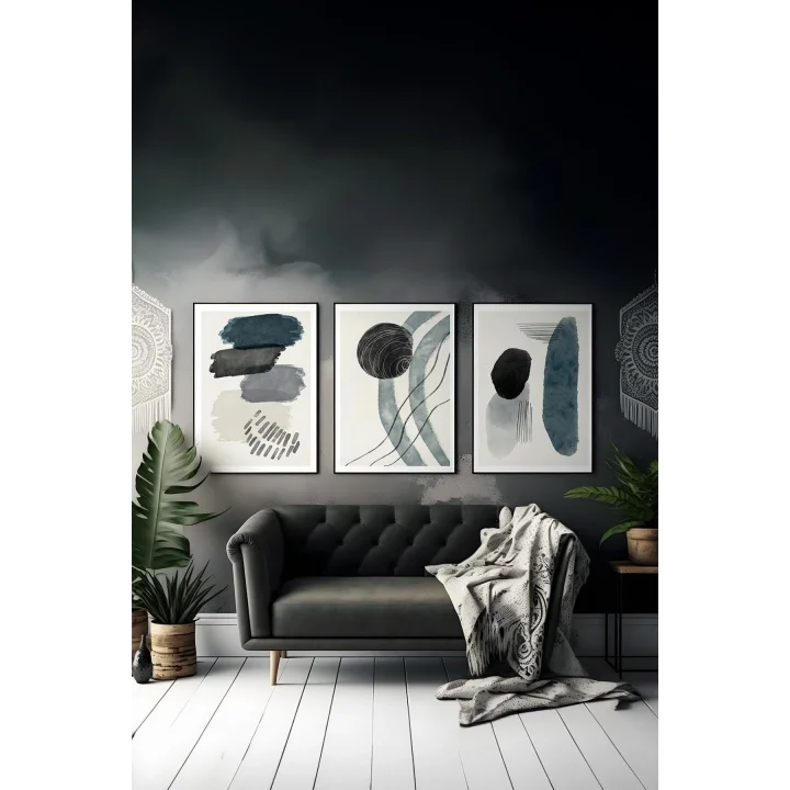3 Parça Çerçeve Görünümlü Mdf Tablo Seti - ARTSYCLLCT19-2030