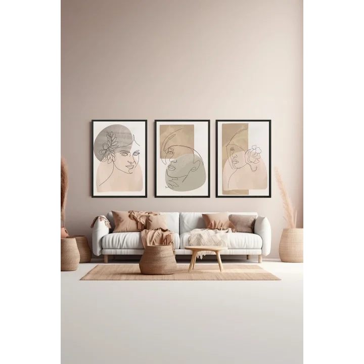 3 Parça Çerçeve Görünümlü Mdf Tablo Seti - ARTSYCLLCT26-2030