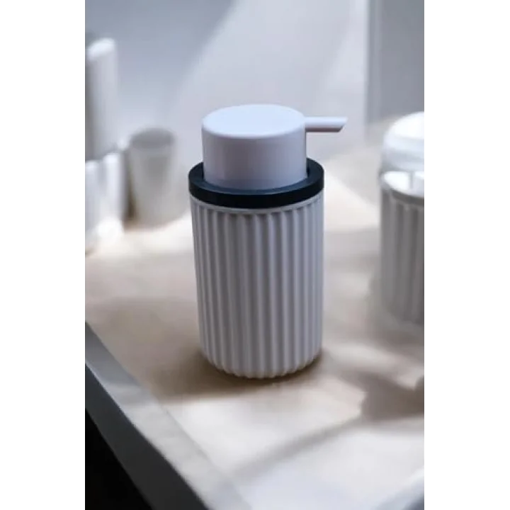 3 Parça Sert Plastik Banyo Seti/Sıvı Sabunluk, Diş Fırçalık ve Katı Sabunluk-Toz Pembe