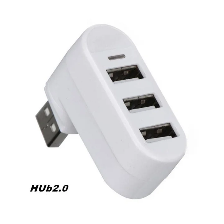 3 Portlu USB 2.0 Hub Döner Kafalı Splitter Hub Adaptör Beyaz