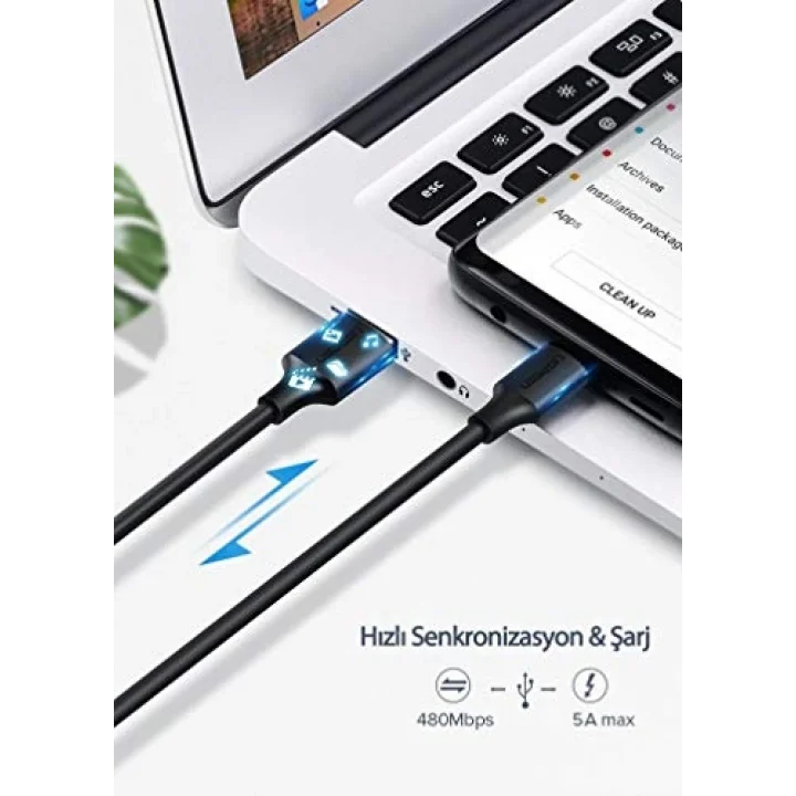 3.0 A USB-A & USB-C Şarj ve Data Kablosu, 25 Santimetre, 60119