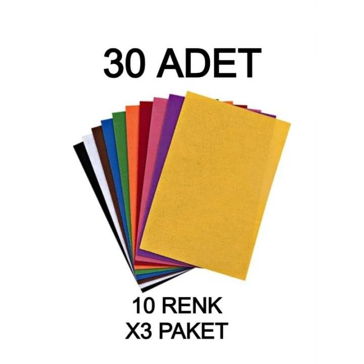 30 Adet Keçe Karışık Renk - A4 Boyutunda 20x30 Cm.