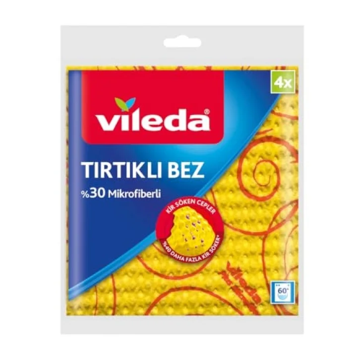 %30 Mikrofiber Tırtıklı Sarı Bez, 4’lü Paket