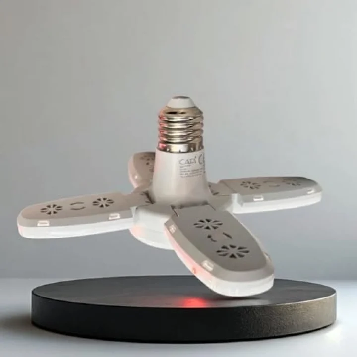 30 Watt 4 Kollu Pervane Led Ampul, Katlanabilir Fan Tipi Tavan Lambası, 6500K Beyaz Işık, 3250 Lümen, E27 Duy Uyumlu, Enerji Tasarruflu Atölye ve Oda Aydınlatması