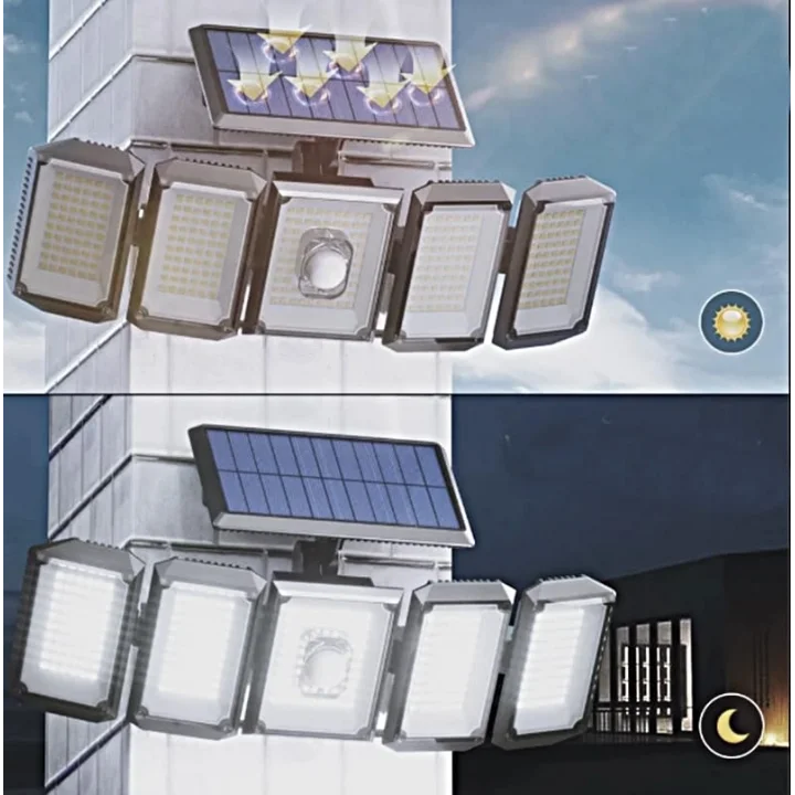 300 Led Güneş Enerjili 3 Mod Kumandalı 3 Metre Kablolu 5 Taraflı Sensörlü Solar Sokak Lambası/bahçe aydınlatma