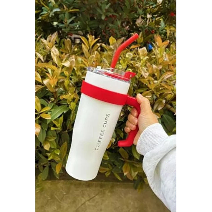 304 L Çelik 1,2 L Beyaz Pipetli Kamp Piknik Termos cin909by
