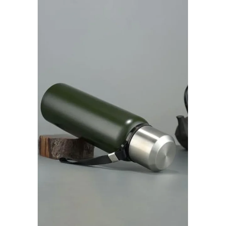 304 L Çelik 750 ml Yeşil Kamp Piknik Termos Tutmalı Termos cin491ys