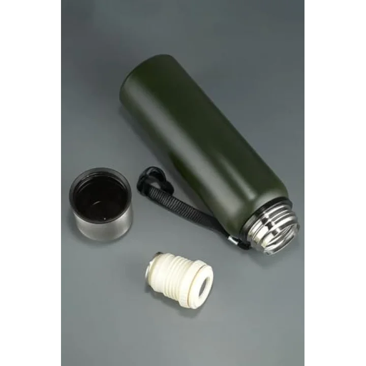 304 L Çelik 750 ml Yeşil Kamp Piknik Termos Tutmalı Termos cin491ys