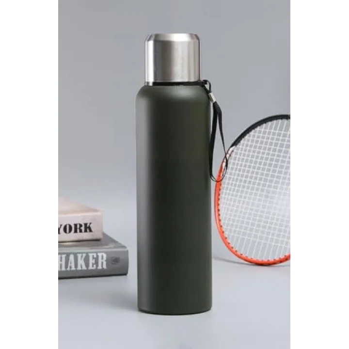 304 L Çelik 750 ml Yeşil Kamp Piknik Termos Tutmalı Termos cin491ys