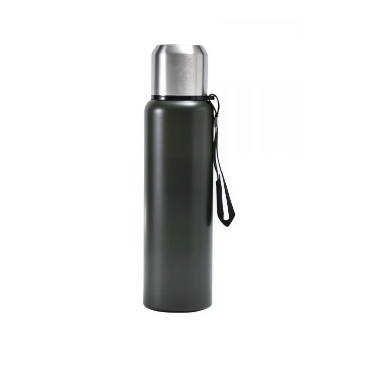 304 L Çelik 750 ml Yeşil Kamp Piknik Termos Tutmalı Termos cin491ys
