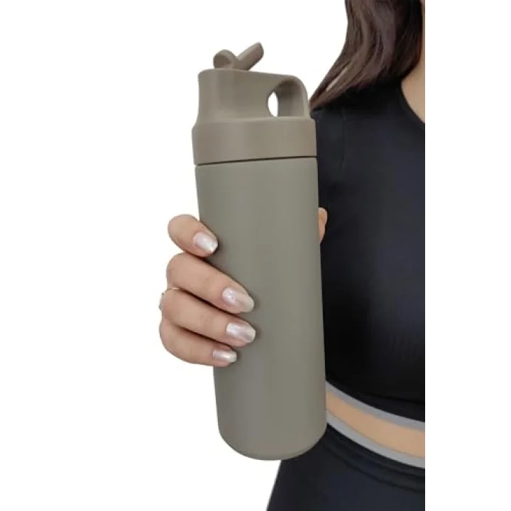 304 L Çelik Gri 500 ml Pipetli Matara Suluk cin414gr