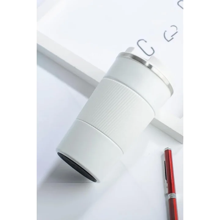 304 L Kilitli Çelik Mat Beyaz 510 ml Kahve Termos Mug cin405by