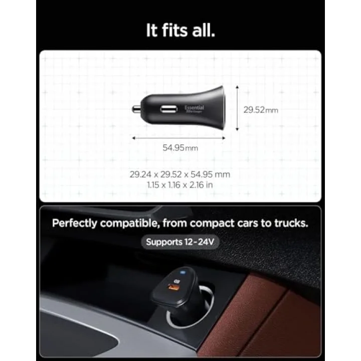 30W USB-C Araç içi Hızlı Şarj Aleti PPS Desteği Akım Korumalı Güç Adaptörü Çakmaklık iPhone & Android & iPad Type-C PD 3.0 EV301 - ACP08699 ( TR Garantili)
