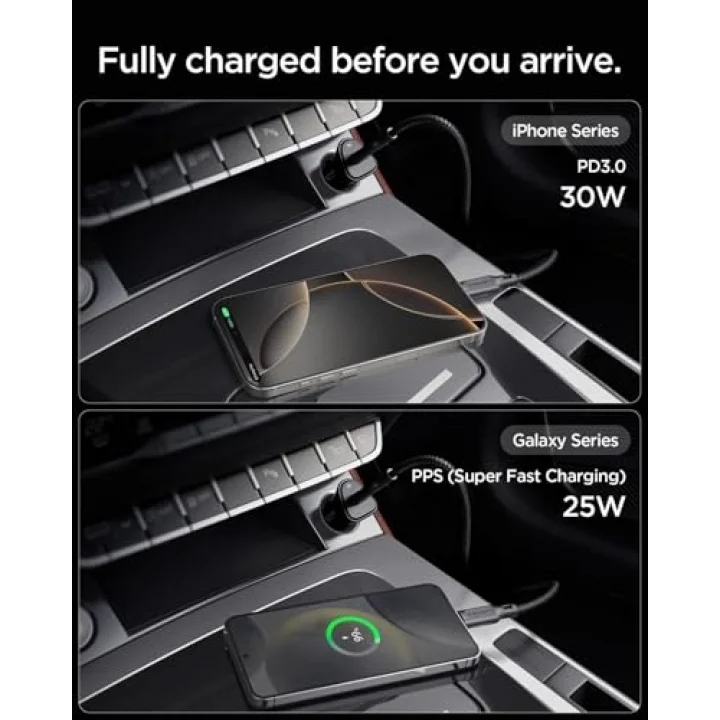 30W USB-C Araç içi Hızlı Şarj Aleti PPS Desteği Akım Korumalı Güç Adaptörü Çakmaklık iPhone & Android & iPad Type-C PD 3.0 EV301 - ACP08699 ( TR Garantili)