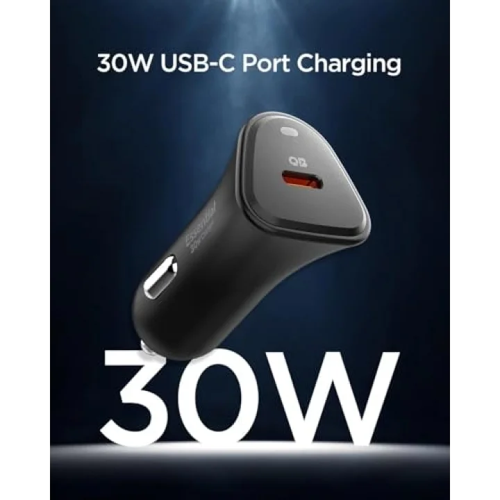 30W USB-C Araç içi Hızlı Şarj Aleti PPS Desteği Akım Korumalı Güç Adaptörü Çakmaklık iPhone & Android & iPad Type-C PD 3.0 EV301 - ACP08699 ( TR Garantili)