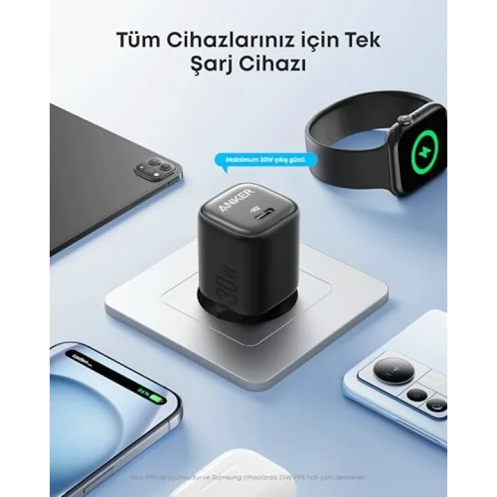 30W USB-C Şarj Cihazı Siyah - A2698