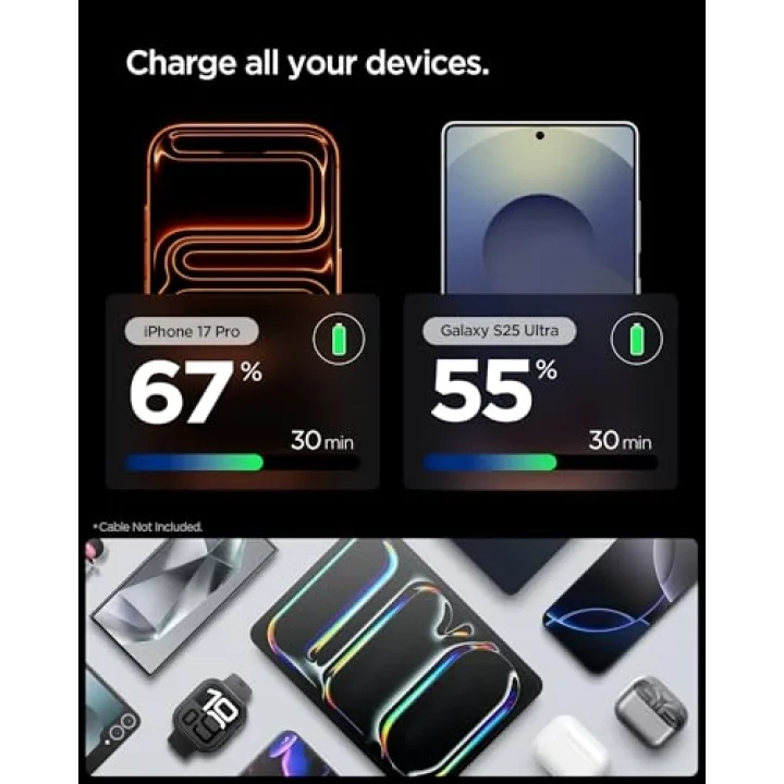 30W USB-C Ultra Mini Hızlı Şarj Aleti PPS Super Hızlı Şarj GaN Pro Isı Düşürücü Güç Adaptörü Akım Koruma iPhone & Android & iPad & MacBook Type-C Beyaz - ACH08449 ( TR Garantili)