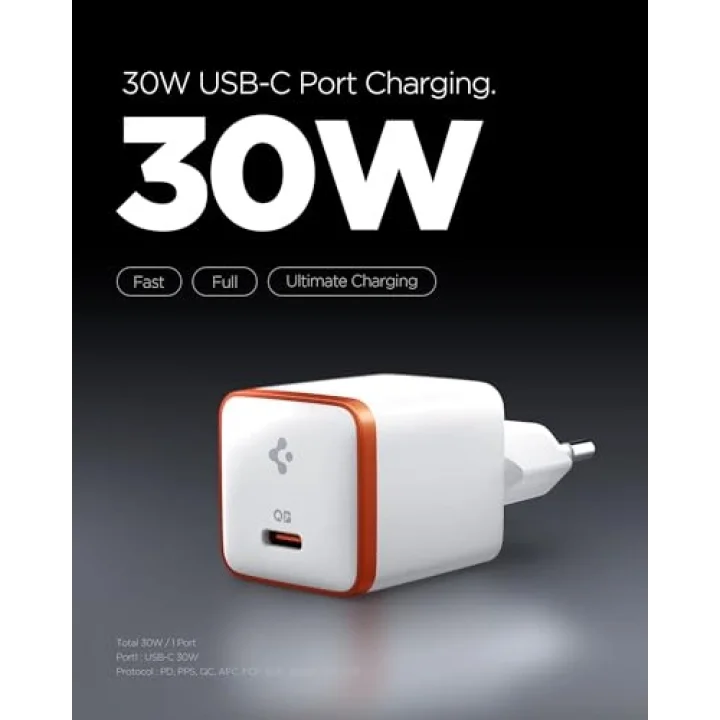 30W USB-C Ultra Mini Hızlı Şarj Aleti PPS Super Hızlı Şarj GaN Pro Isı Düşürücü Güç Adaptörü Akım Koruma iPhone & Android & iPad & MacBook Type-C Beyaz - ACH08449 ( TR Garantili)