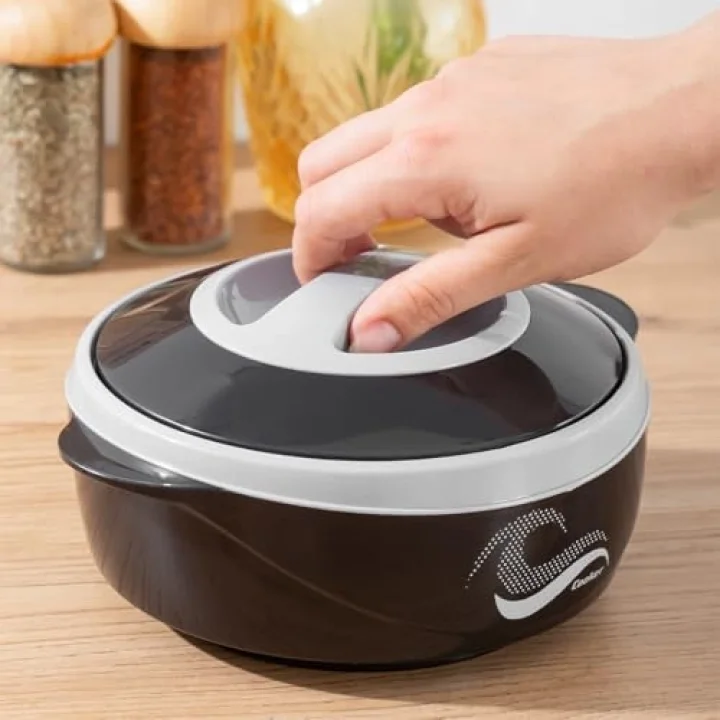 3149 1000 mL Yemek Termosu - Sızdırmaz Kilitlenebilir Kapak Paslanmaz Çelik Sefer Tası - Siyah