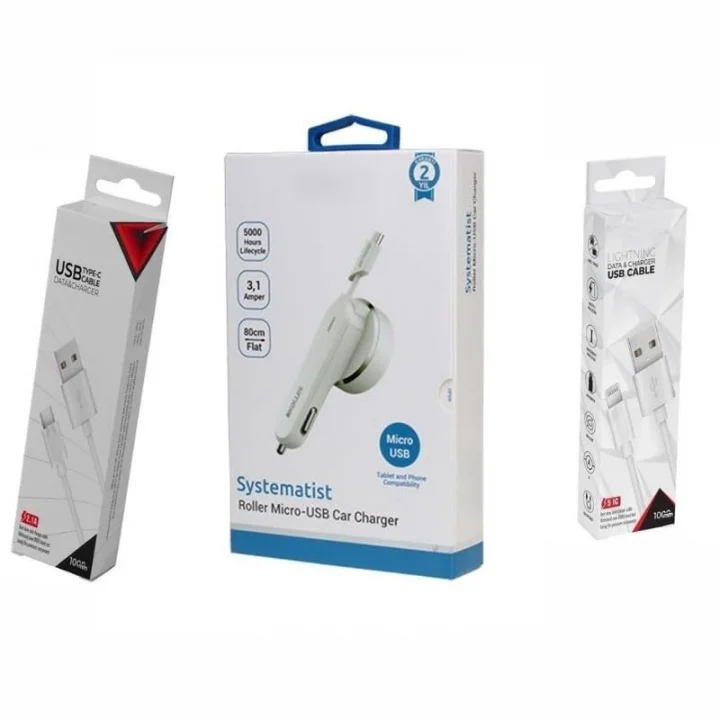 3.1A 15watt Araç Şarj Aleti Micro USB Kırılmaz Kablo + Lighting ile Uyumlu Kablo Hediyeli + Type-C Kablo Hediyeli (Tüm Telefon Girişlerine uyumludur)