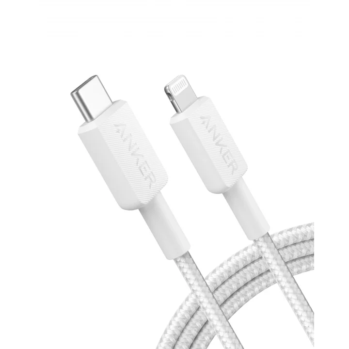 322 USB-C to Lightning Örgülü Kablo, 1.8 m, Beyaz - A81B6