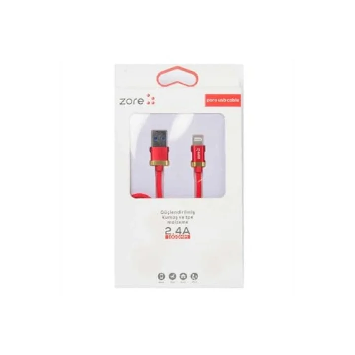 (3291) Kırmızı Kırmızı Poro Lightning Usb Kablo 1M-Zore ile uyumlu