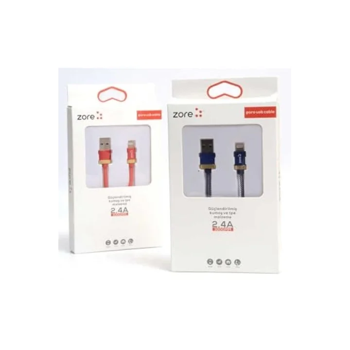 (3291) Kırmızı Kırmızı Poro Lightning Usb Kablo 1M-Zore ile uyumlu