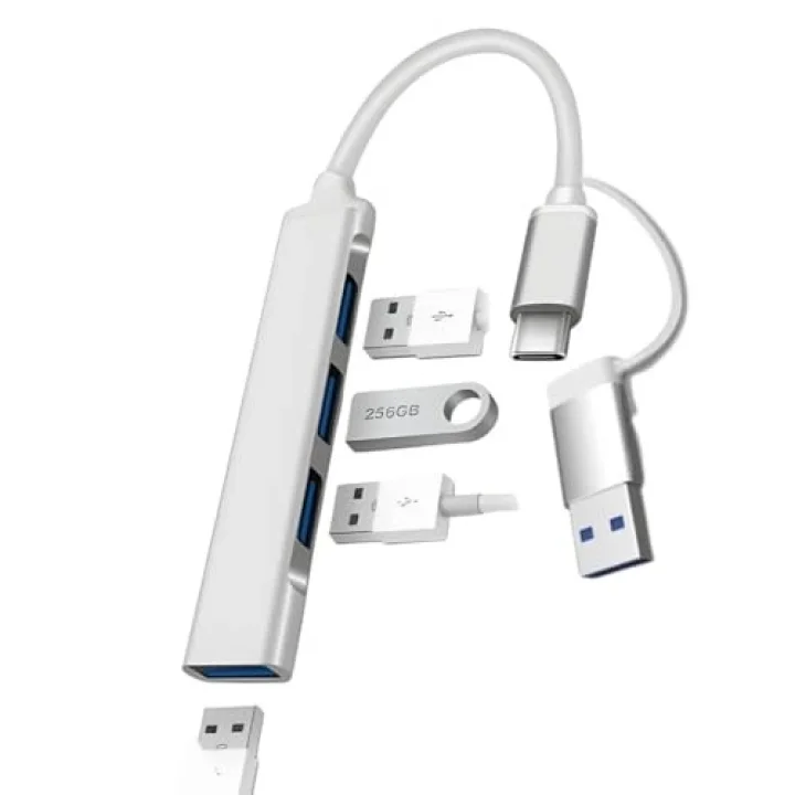 3360 Usb 3.0 Type C Hub 4 Port Çoklayıcı Çoğaltıcı Çevirici Dönüştürücü Adaptör 2si 1 Arada USB & Type-C 4 Portlu Hub USB Type-A & USB Type-C (Hibrit Tasarım) 5 Gbps (USB 3.0 Destekli)