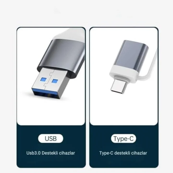 3360 Usb 3.0 Type C Hub 4 Port Çoklayıcı Çoğaltıcı Çevirici Dönüştürücü Adaptör 2si 1 Arada USB & Type-C 4 Portlu Hub USB Type-A & USB Type-C (Hibrit Tasarım) 5 Gbps (USB 3.0 Destekli)