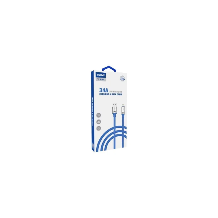 3.4A Lightning Şarj Ve Data Kablosu Mavi Sc-64