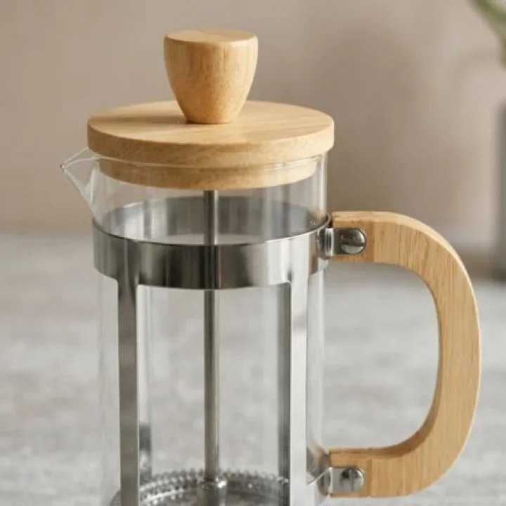 350 ml French Press Kahve ve Bitki Çayı Demliği - Paslanmaz Çelik İç Yapı, Akasya veya Bambu Ahşap Detay Seçenekleriyle Lüks Borosilikat Cam Tasarım (BAMBU KULP)