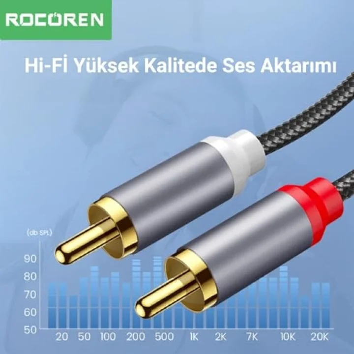 3.5mm AUX Jack to RCA Hi-Fi Ses Kablosu 5 Metre