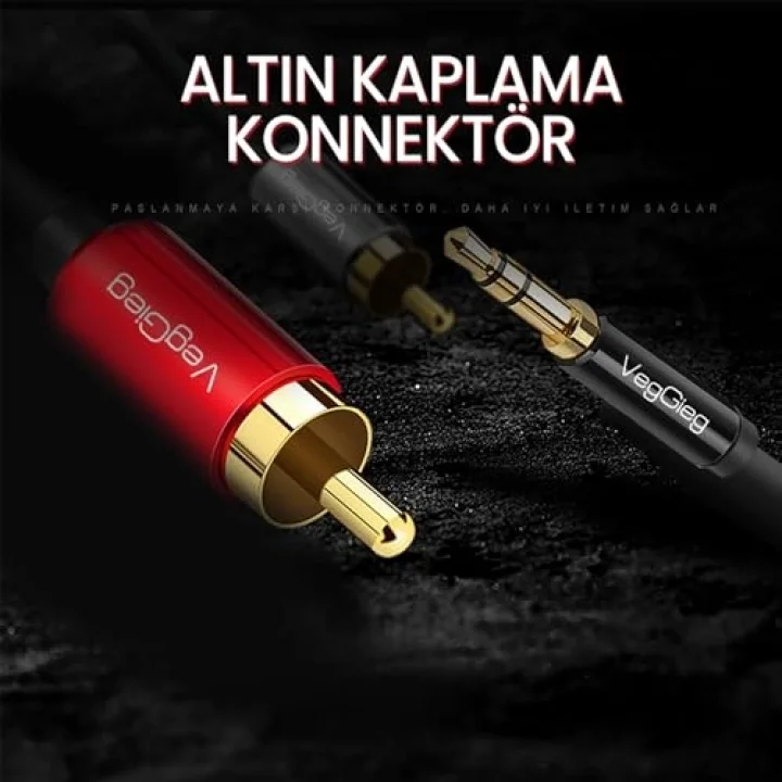 3.5mm AUX to 2 RCA Ses Kablosu 1 Metre