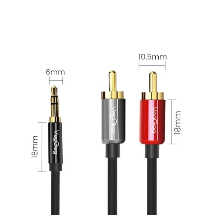 3.5mm AUX to 2 RCA Ses Kablosu 1.5 Metre
