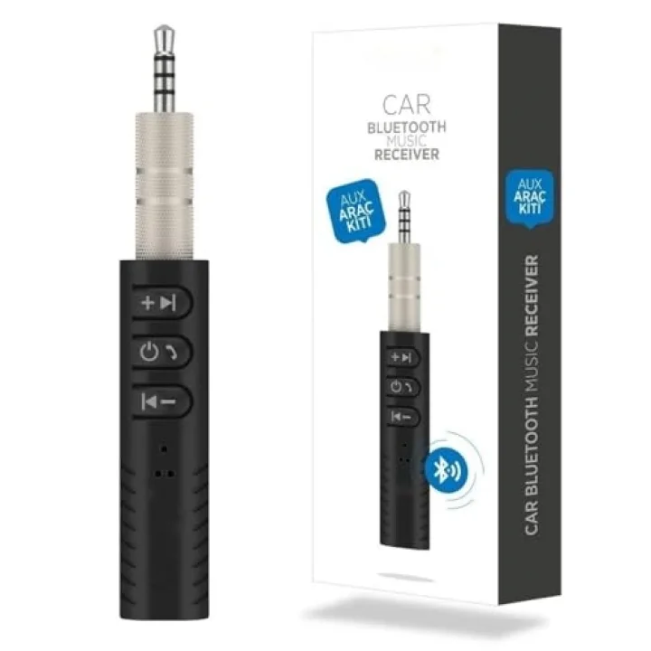 3.5mm Aux to Jack Bluetooth Araç Kiti (Düz Girişli)