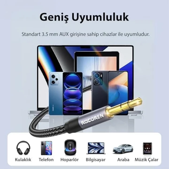 3.5mm Hi-Fi TRS AUX Ses Kablosu 5 Metre